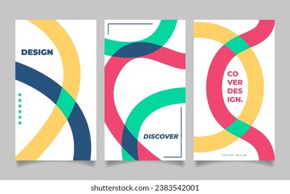 Creative covers, layouts or posters concept in modern minimal style. Modern cover design template with colorful dynamic overlay lines