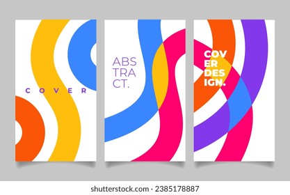 Creative covers, layouts or posters concept in modern minimal style. Modern cover design template with colorful dynamic overlay lines