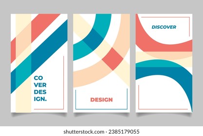 Creative covers, layouts or posters concept in modern minimal style. Modern cover design template with colorful dynamic overlay lines