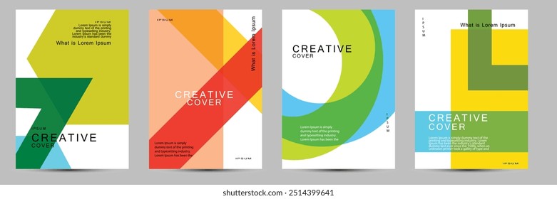 Creative covers, layouts or posters concept in modern minimal style for corporate identity, branding, social media advertising, promo. Modern cover design