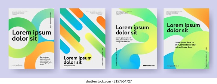 Creative covers or posters concept in modern minimal style for corporate identity, branding, social media advertising, promo. Minimalist cover design template with dynamic fluid gradient lines