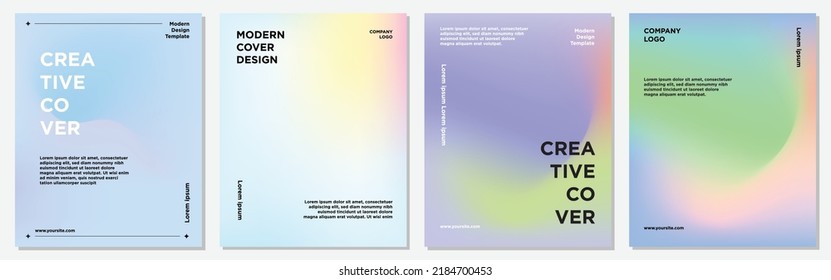 Creative covers or posters concept in modern minimal style for corporate identity, branding, social media advertising, promo. Minimalist cover design template with dynamic fluid gradient