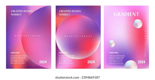 Creative covers or posters concept in modern minimal style for corporate identity, branding, social media advertising, promo. Minimalist futuristic cover design template with dynamic fluid gradient.  