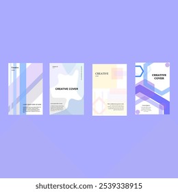 Concepto de portadas creativas, pósters o diseños en estilo minimalista moderno para identidad corporativa, marca, promoción, publicidad en redes sociales. Plantilla de diseño de portadas con líneas de superposición dinámicas de colores por mags