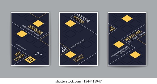 Creative covers. Stylized isometric template for design. Trendy vector placard