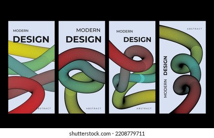 Creative covers or vertical posters in modern minimal style for social media advertising. fluid, abstract, banner