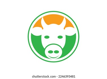 Creative Cow head logo design, Vector design template
