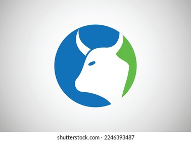 Creative Cow head logo design, Vector design template
