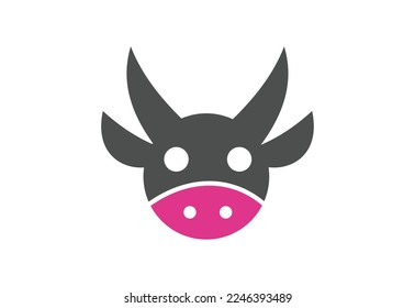 Creative Cow head logo design, Vector design template
