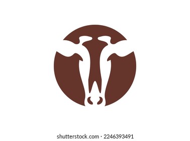 Creative Cow head logo design, Vector design template
