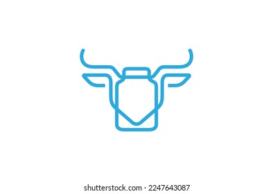 creative cow head milk bottle logo design vector symbol icon illustration	