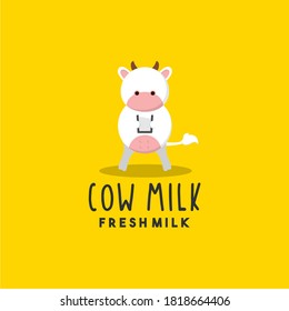 Creative cow milk logo design