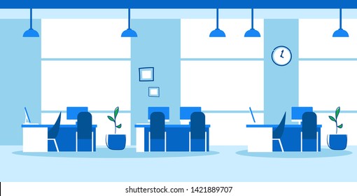 creative co-working center empty no people open space modern office interior sketch doodle horizontal