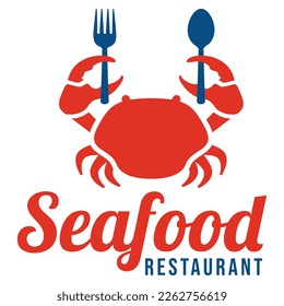 Creative Crab seafood silhouette logo design. modern simple minimalist retro vintage cartoon mascot character logo vector icon illustration template for restaurant, cafe, label, shop, company