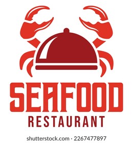 Creative Crab seafood silhouette logo design. modern simple minimalist retro vintage cartoon mascot character logo vector icon illustration template for restaurant, cafe, label, shop, company