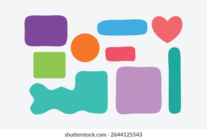 Creative crayon style abstract shapes in flat layout ideal for posters cards and stock graphics unique design Pro
