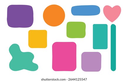 Creative crayon style abstract shapes in flat layout ideal for posters cards and stock graphics unique design Pro.