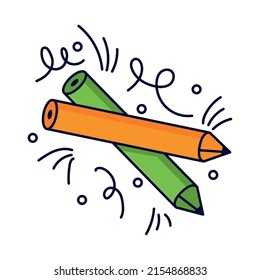 icono de color creativo de crayones aislado
