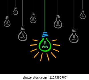 Creative creation ideas bulb, new idea sign - stock vector