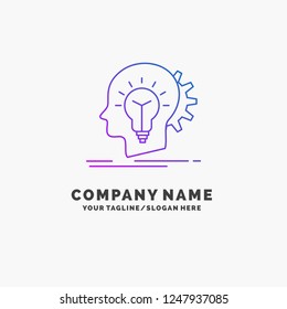 creative, creativity, head, idea, thinking Purple Business Logo Template. Place for Tagline