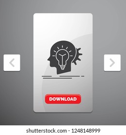 creative, creativity, head, idea, thinking Glyph Icon in Carousal Pagination Slider Design & Red Download Button