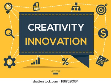 Kreative (Kreativität Innovation) Banner Word mit Symbolen, Vektorgrafik.
