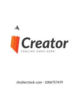 Creative creator pencil logo illustration.