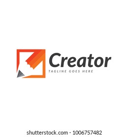 Creative creator pencil logo illustration.