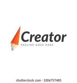 Creative creator pencil logo illustration.