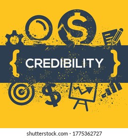 Creative (Credibility) Word with Icons ,Vector illustration.	