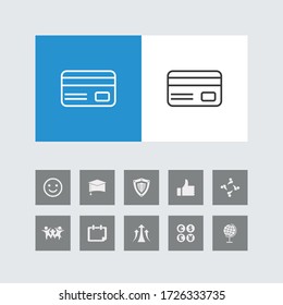 Creative Credit or Debit Card Line Icon with Bonus Icons. 
