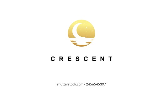 Creative crescent night logo design with unique concept| premium vector