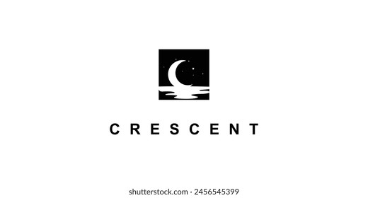 Creative crescent night logo design with unique concept| premium vector