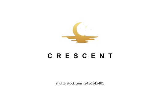 Creative crescent night logo design with unique concept| premium vector