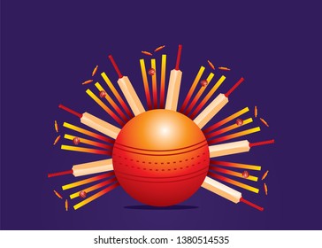 creative cricket bat , stump and ball poster design