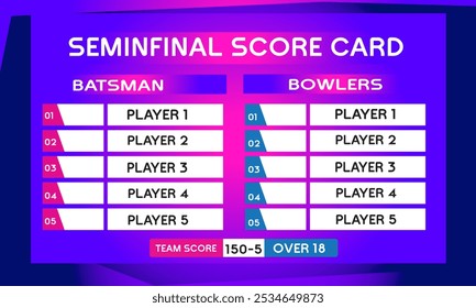 creative cricket semi final game leaderboard with abstract background vector