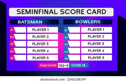 creative cricket semi final game leaderboard with abstract background vector