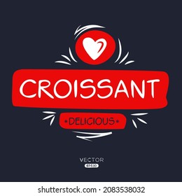 Logo creativo (croissant), pegatina croissant, ilustración vectorial.