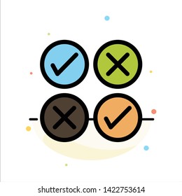 Creative, Cross, Design, Tick Abstract Flat Color Icon Template