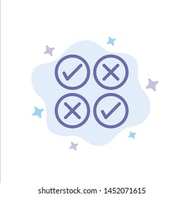 Creative, Cross, Design, Tick Blue Icon on Abstract Cloud Background