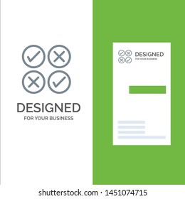 Creative, Cross, Design, Tick Grey Logo Design and Business Card Template