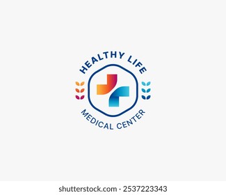 Creative cross health logo gradient