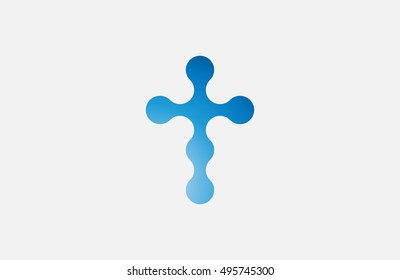 Creative cross logo. Future religion design. Minimalistic cross