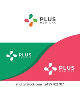 Creative Cross plus medical logo design template.