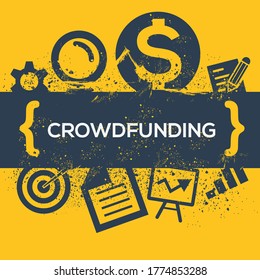 Creative (Crowdfunding) Word with Icons ,Vector illustration.	