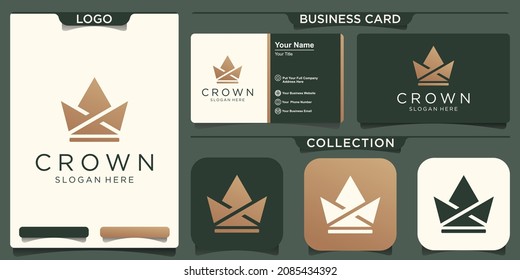 Plantilla vectorial de diseño de logotipo abstracto creativo de la corona. Logo de la Corona de Vintage Concepto de Reina Real