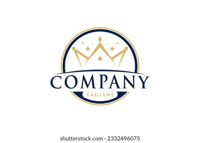 Creative crown concept emblem logo design template.