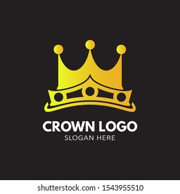 Creative Crown Concept Logo Design Template. Gold Color Isolated In Black Background