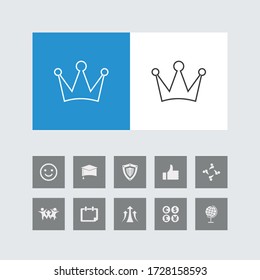 Creative Crown Line Icon mit Bonus Icons. 