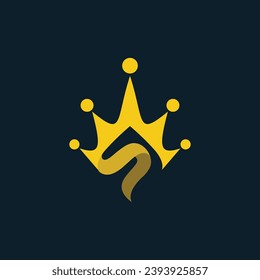 Diseño del logo de la corona creativa, concepto de la letra